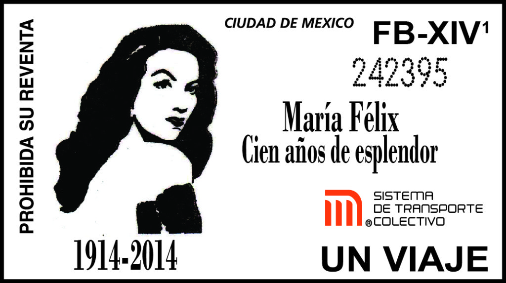 Boleto conmemorativo del centenario del natalicio de María Félix