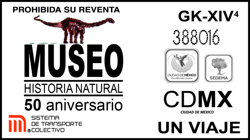 Boleto conmemorativo del 50 aniversario del Museo de Historia Natural