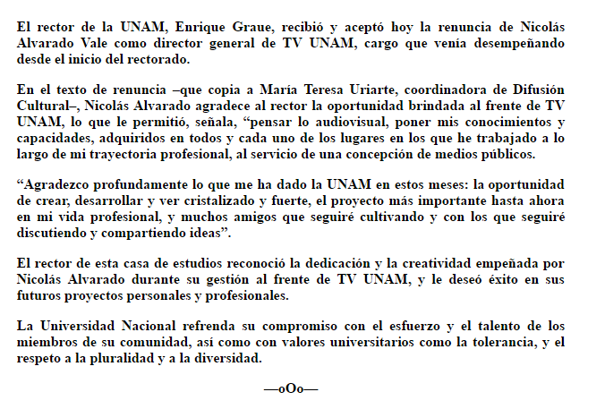 comunicado unam
