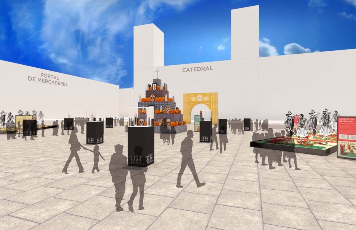 Migrantes, tema central de la ofrenda del Zócalo